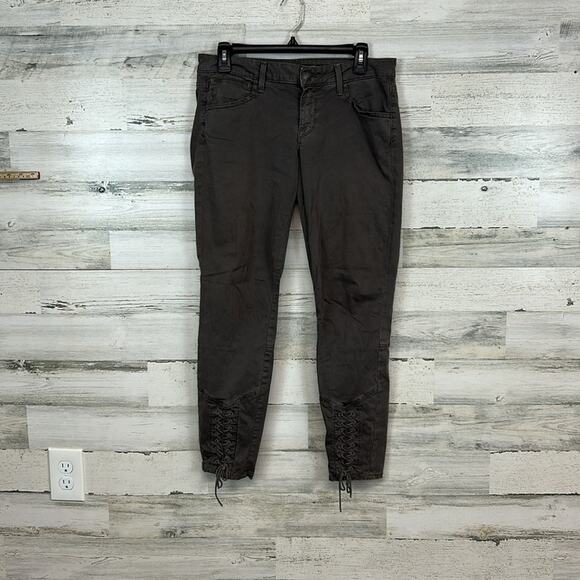 Vince Women Size 28 Gray Lace Up Whipped Skinny Pants Mink Stretch - Picture 3 of 6